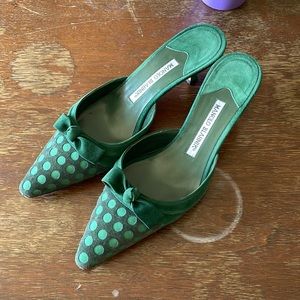 Manolo Blahnik green mules
